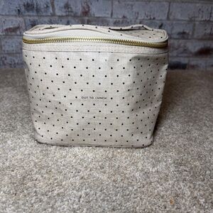 Kate Spade Beige Out To Lunch Tote Cosmetic Bag Insulated Polka Dot Lunch